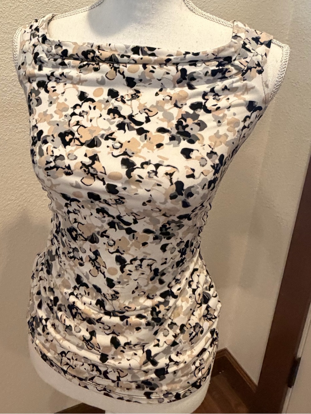 White House Black Market White Floral Print Cowl Neck Camisole